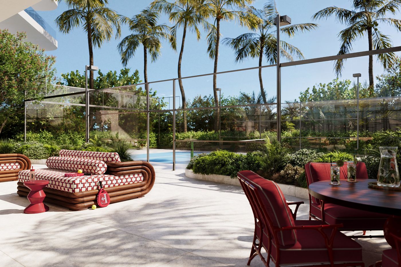 Padel court among palms
